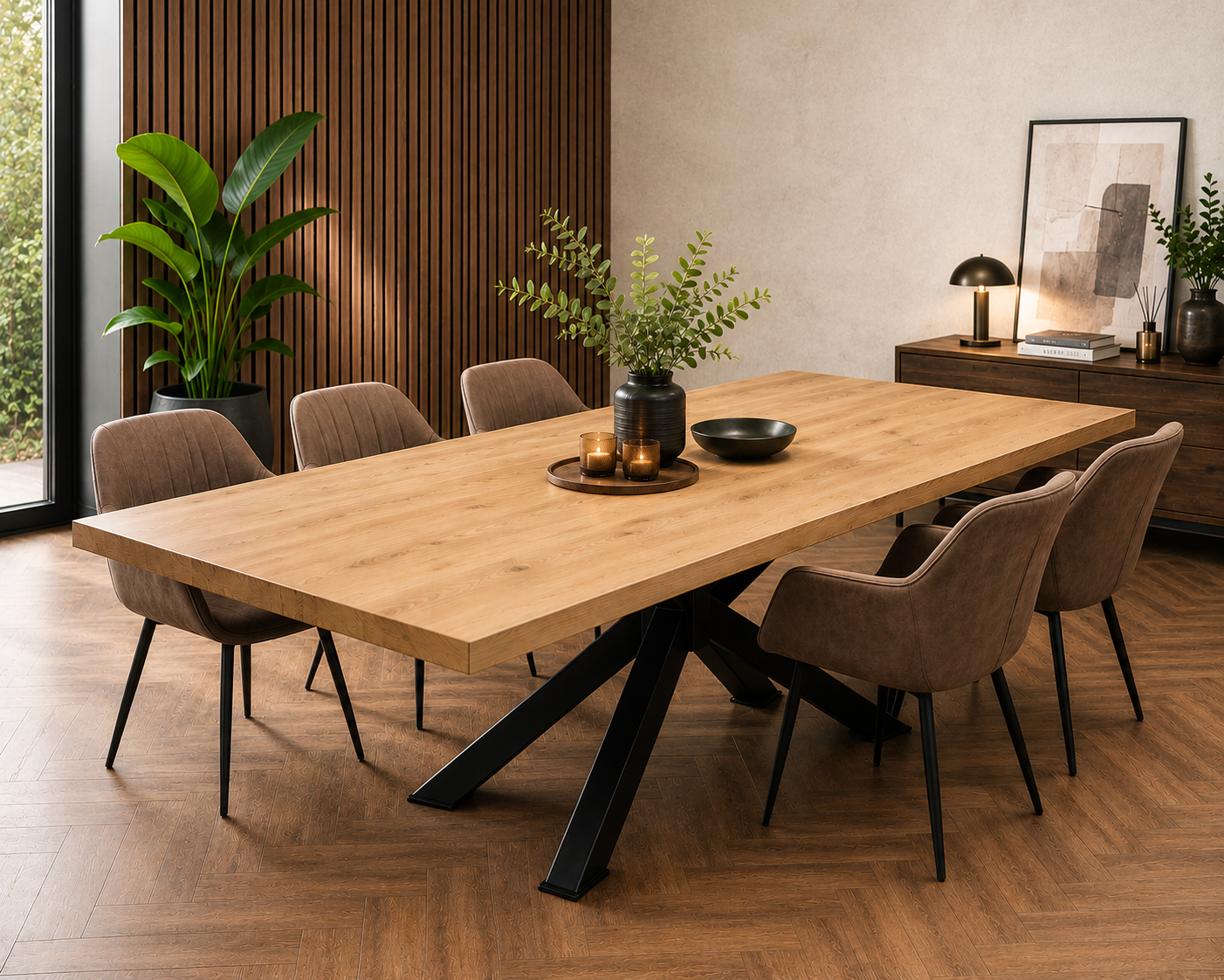 Industriële Eettafel – Massief Eiken