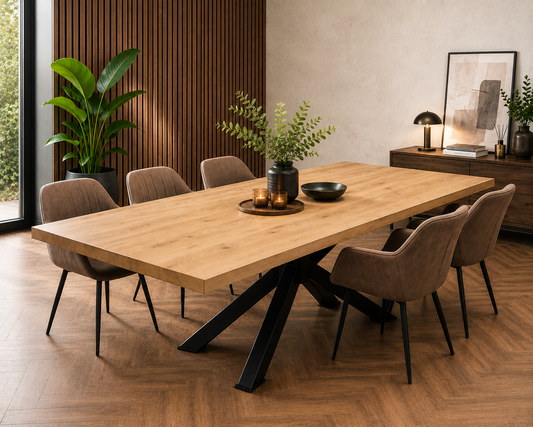 Industriële Eettafel – Massief Eiken