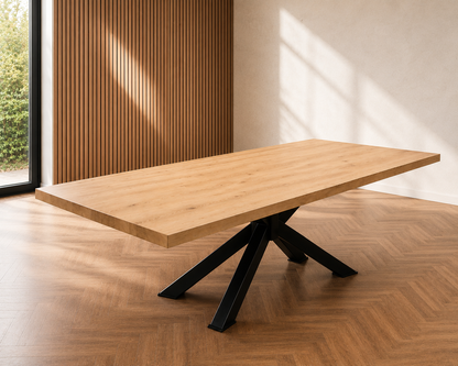Industriële Eettafel – Massief Eiken
